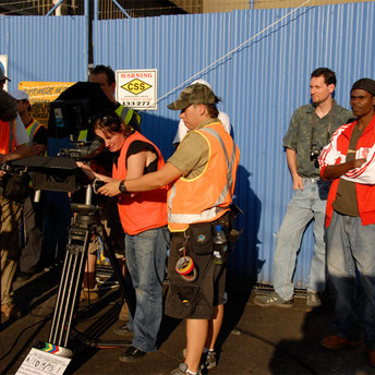 The crew during filming.